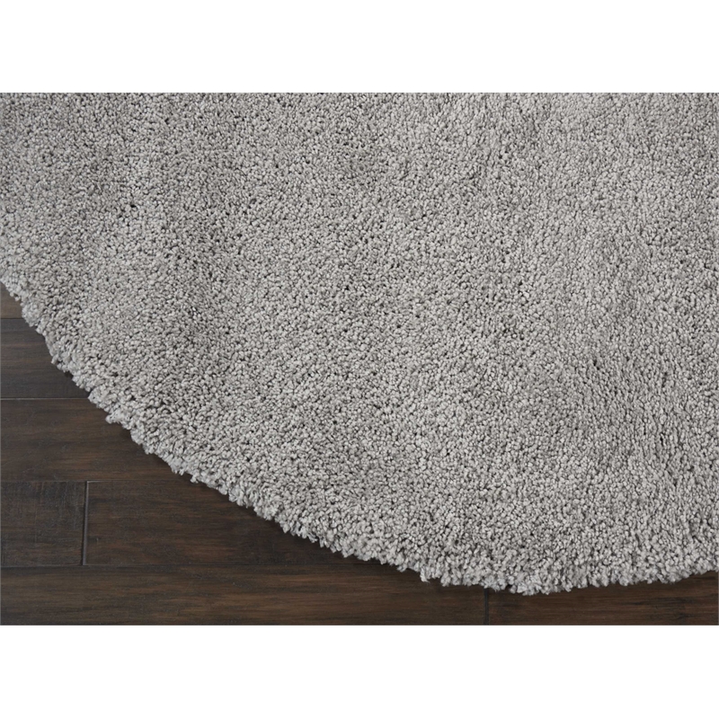 Nourison Malibu Shag 4' x ROUND Silver Grey Shag Indoor Rug