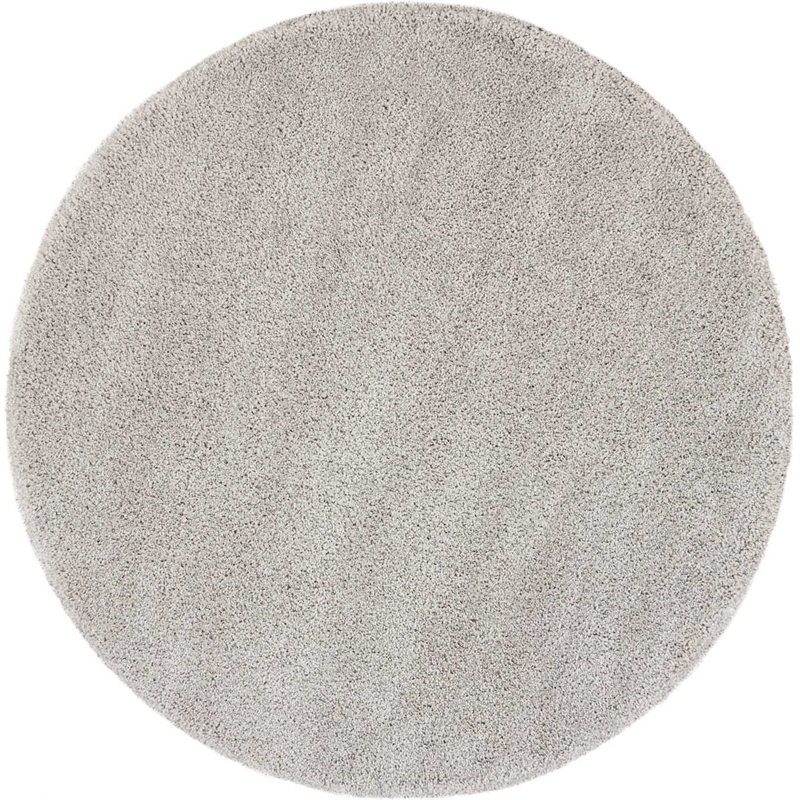 Nourison Malibu Shag 4' x ROUND Silver Grey Shag Indoor Rug