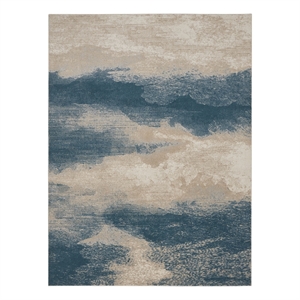 Nourison Maxell 7'10&quot x 10'6&quot Ivory/Teal Modern Indoor Rug Polyester