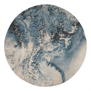 Nourison Maxell 7'10&quot x round Ivory/Teal Modern Indoor Rug Polyester