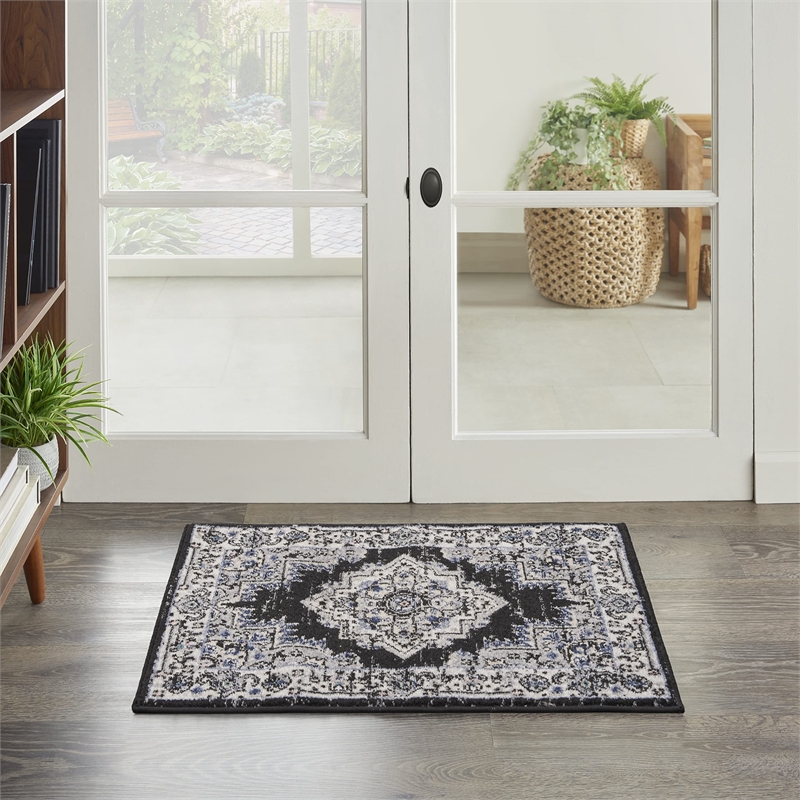 Nourison Passion 2' x 3' Black Ivory Fabric Vintage Area Rug (2' x 3')