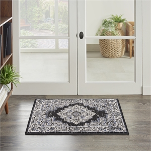 Nourison Passion 2' x 3' Black Ivory Fabric Vintage Area Rug (2' x 3')