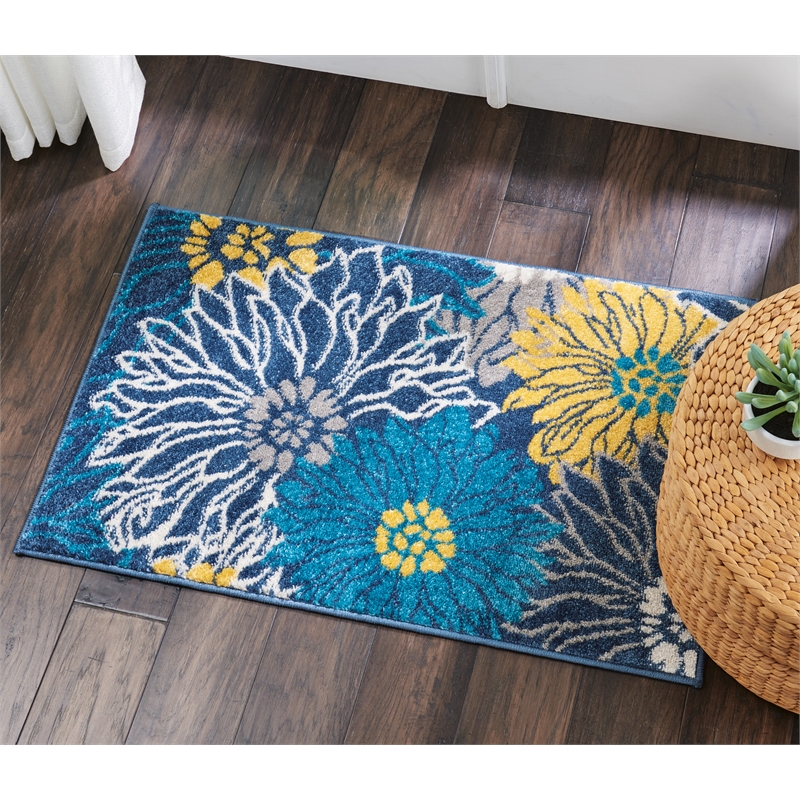Nourison Passion 2' x 3' Blue Fabric Contemporary Area Rug (2' x 3')