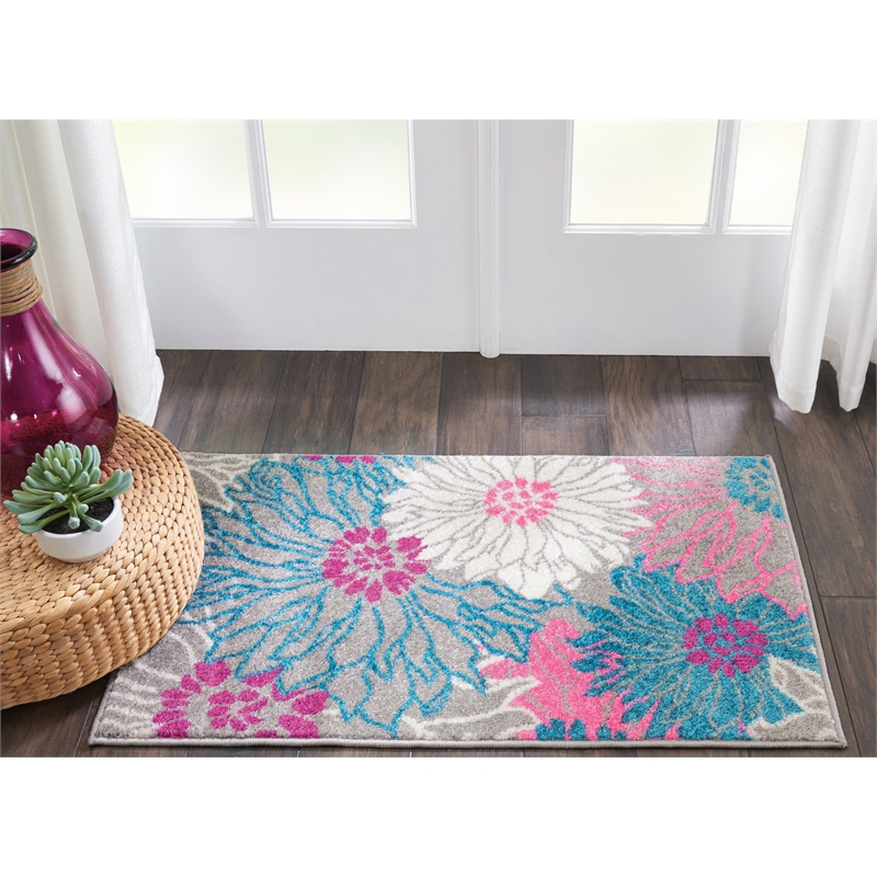 Nourison Passion 2' x 3' Pink and Gray Fabric Contemporary Area Rug (2' x 3')