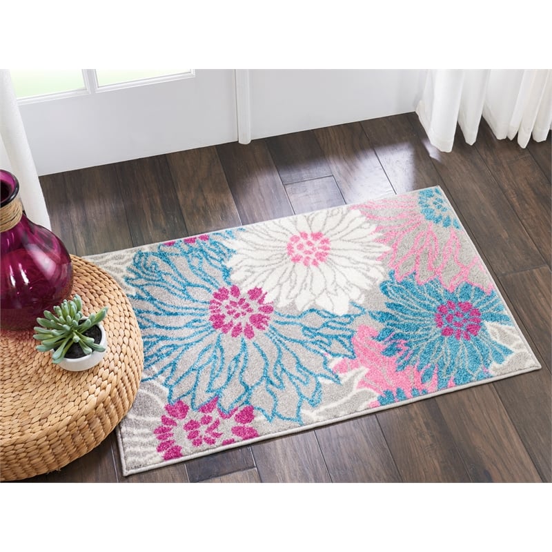 Nourison Passion 2' x 3' Pink and Gray Fabric Contemporary Area Rug (2' x 3')