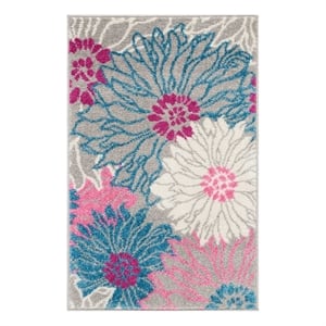 Nourison Passion 2' x 3' Pink and Gray Fabric Contemporary Area Rug (2' x 3')