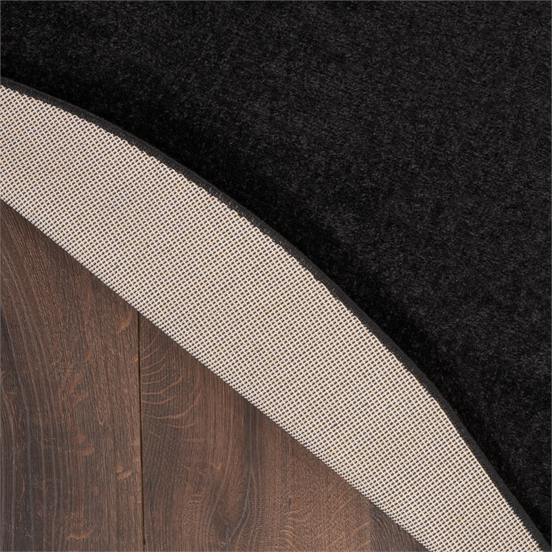 Nourison Essentials 6' x Round Black Fabric Outdoor Area Rug (6' Round)