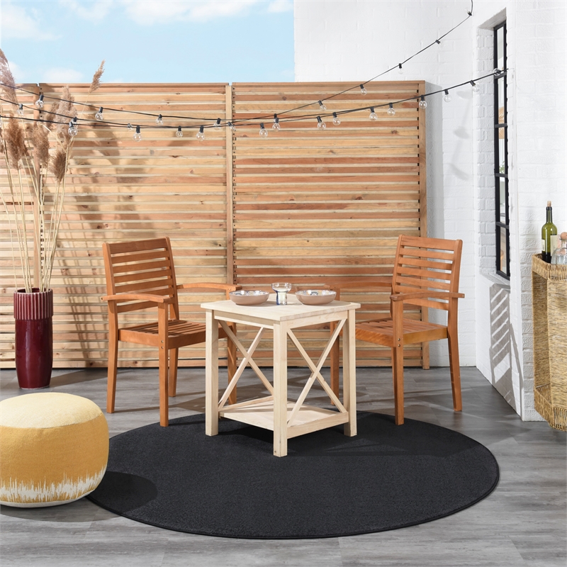 Nourison Essentials 6' x Round Black Fabric Outdoor Area Rug (6' Round)