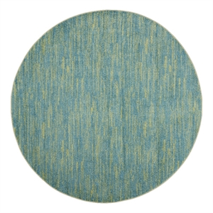 Nourison Essentials 6' x Round Blue Green Fabric Outdoor Area Rug (6' Round)