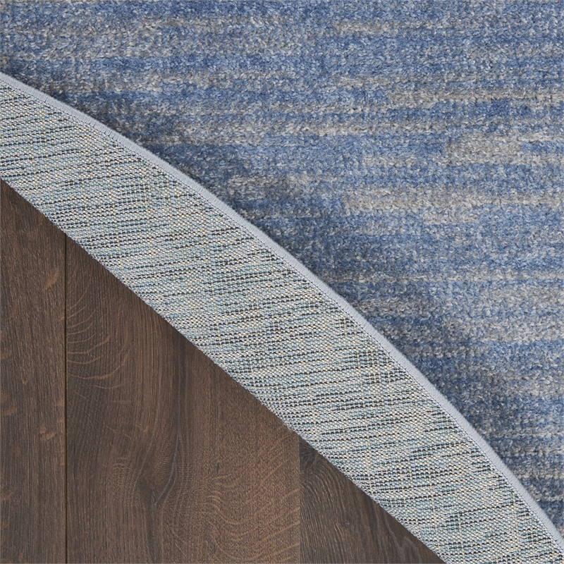 Nourison Essentials 6' x Round Blue Gray Fabric Outdoor Area Rug (6' Round)
