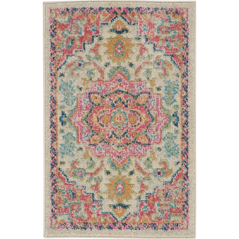 Nourison Passion 2' x 3' Ivory Pink Fabric Bohemian Area Rug (2' x 3')