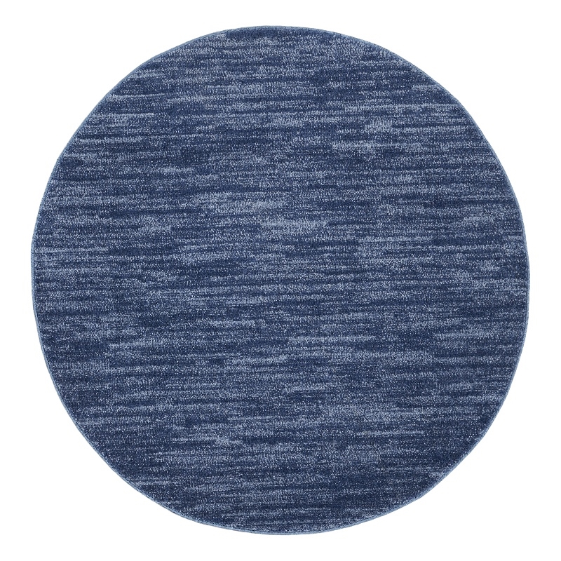 Nourison Essentials 4' x Round Navy Blue Fabric Outdoor Area Rug (4' Round)