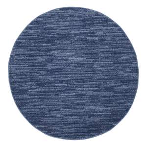 Nourison Essentials 4' x Round Navy Blue Fabric Outdoor Area Rug (4' Round)