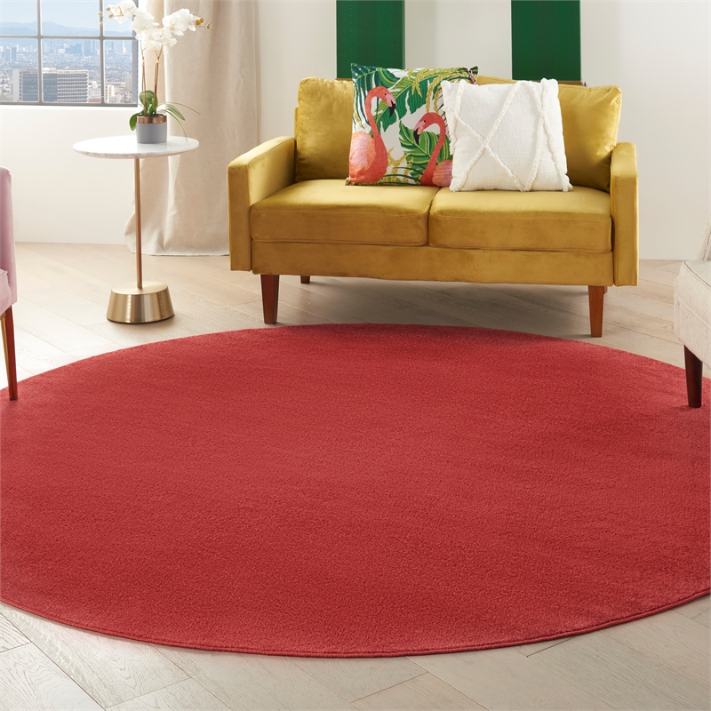 Nourison Essentials 8' x Round Brick Red Fabric Outdoor Area Rug (8' Round)