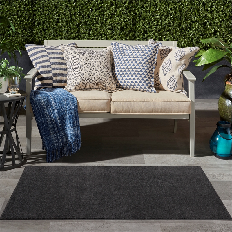 Nourison Essentials 3' x 5' Black Fabric Outdoor Area Rug (3' x 5')