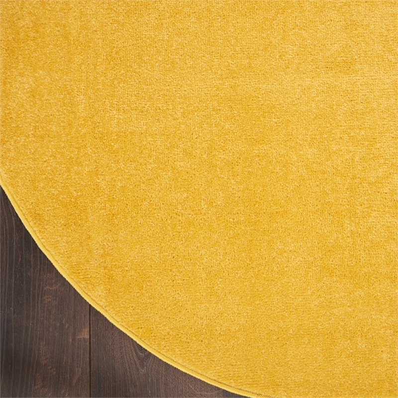 Nourison Essentials 6' x Round Yellow Fabric Outdoor Area Rug (6' Round)