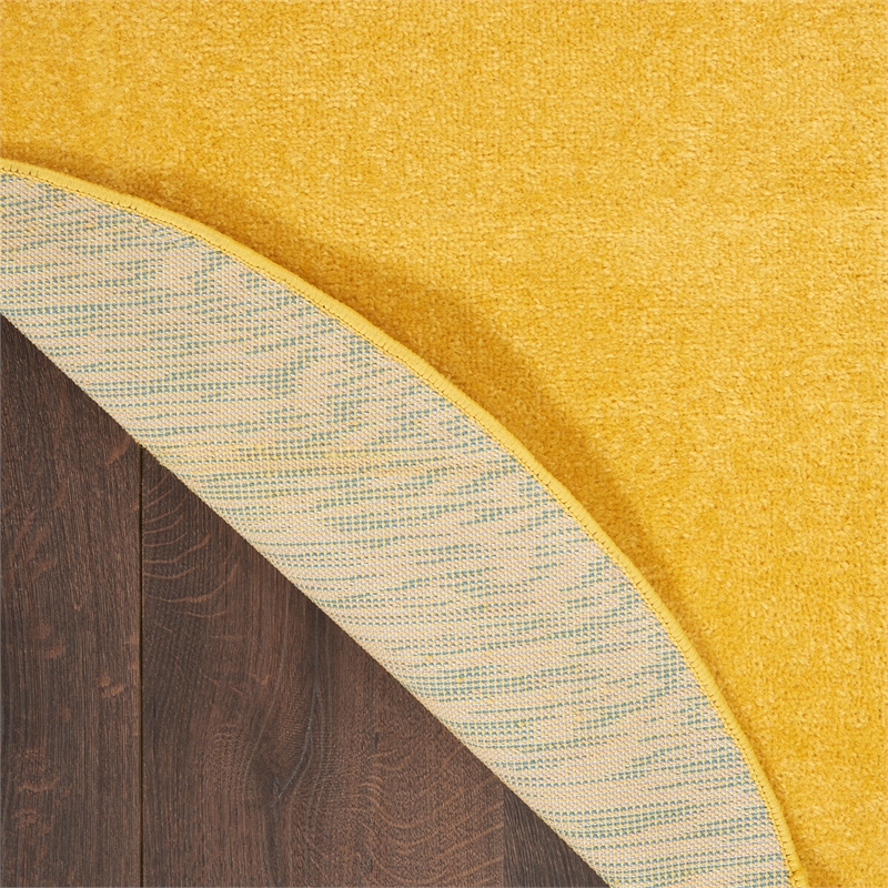Nourison Essentials 6' x Round Yellow Fabric Outdoor Area Rug (6' Round)