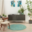 Nourison Essentials 4' x Round Blue Green Fabric Outdoor Area Rug (4' Round)