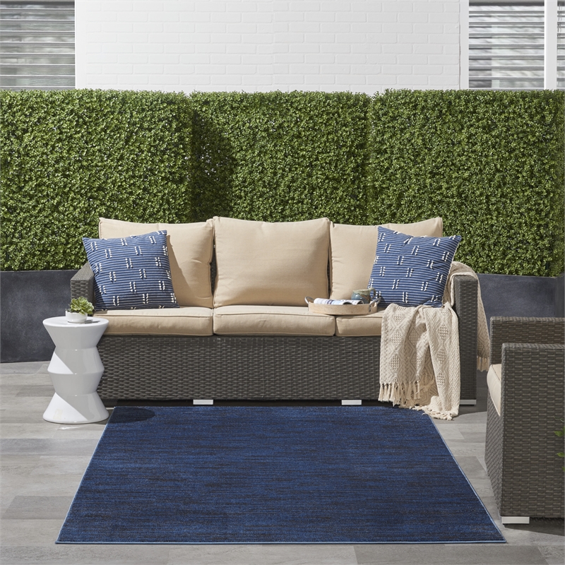 Nourison Essentials 6' x 9' Midnight Blue Fabric Outdoor Area Rug (6' x 9')