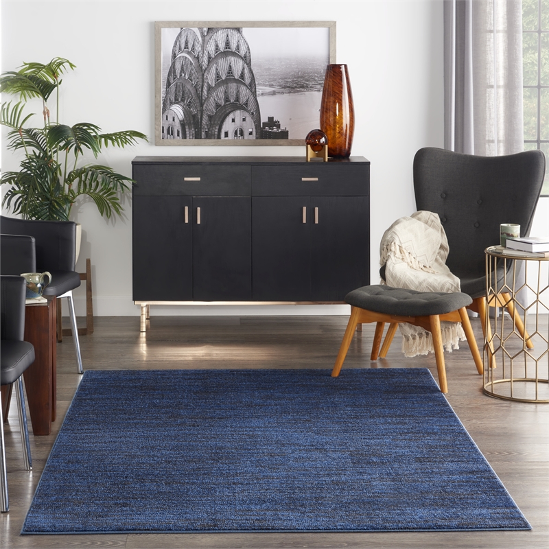 Nourison Essentials 6' x 9' Midnight Blue Fabric Outdoor Area Rug (6' x 9')