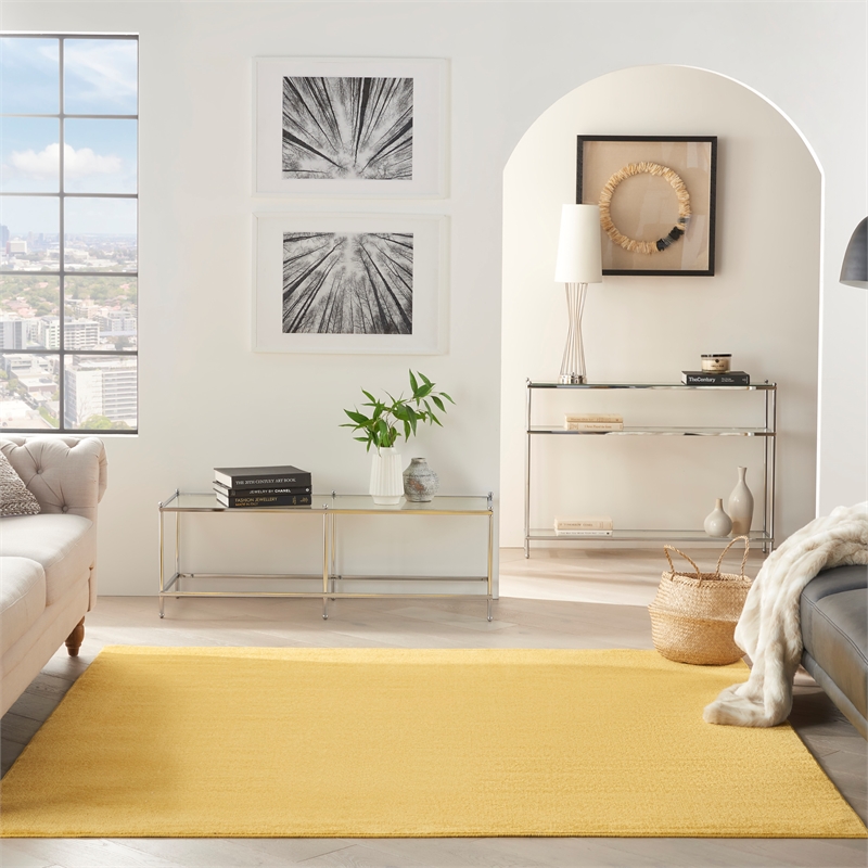 Nourison Essentials 7' x Square Yellow Fabric Outdoor Area Rug (7' Square)