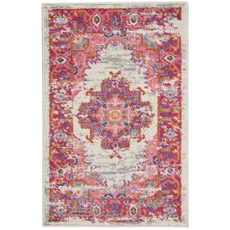 Nourison Passion 2' x 3' Pink and White Fabric Bohemian Area Rug (2' x 3')