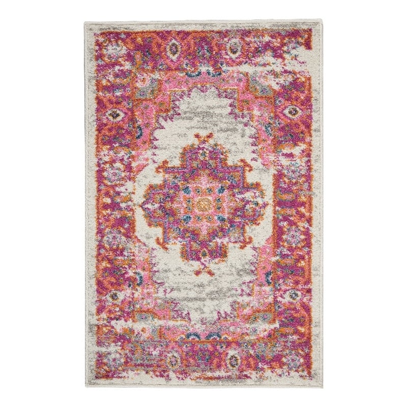 Nourison Passion 2' x 3' Pink and White Fabric Bohemian Area Rug (2' x 3')