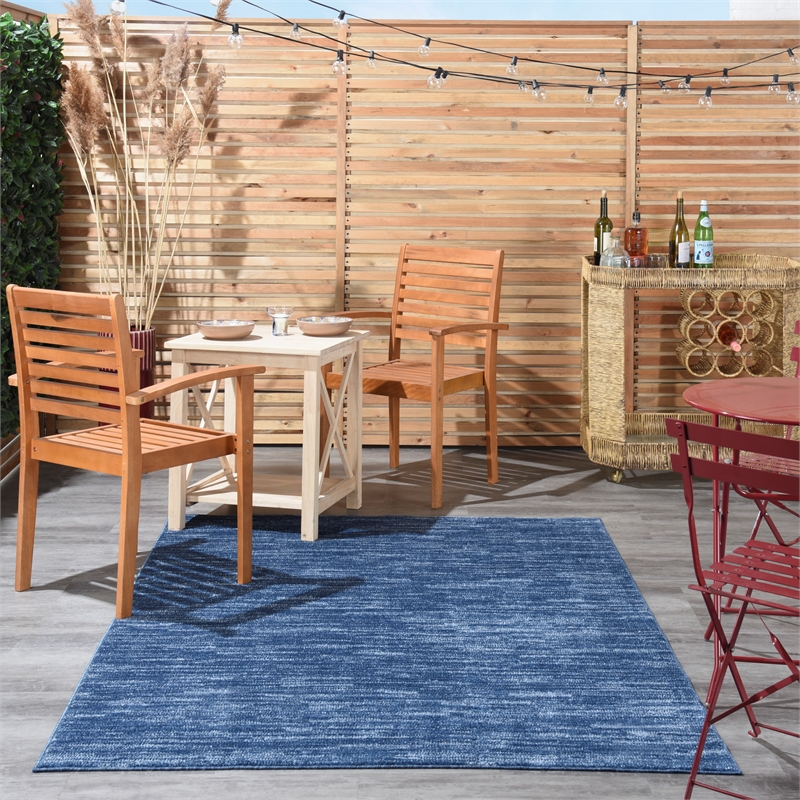 Nourison Essentials 5' x 7' Navy Blue Fabric Outdoor Area Rug (5' x 7')
