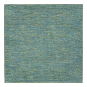 Nourison Essentials 7' x Square Blue Green Fabric Outdoor Area Rug (7' Square)