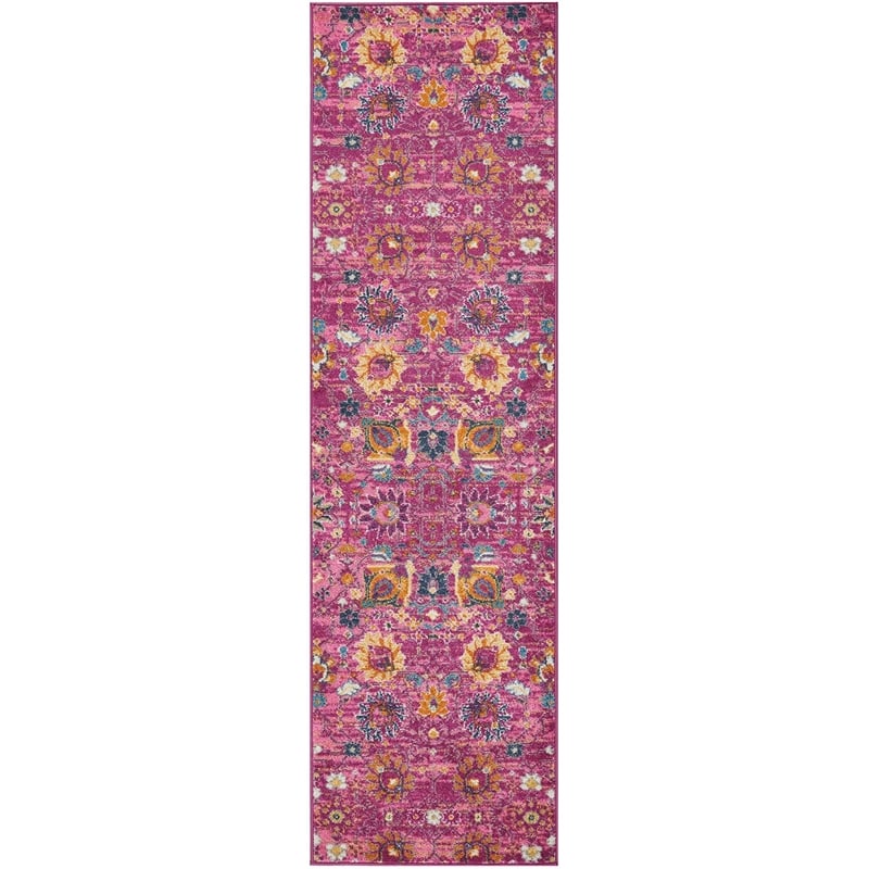 Nourison Passion 8' Runner Pink Fabric Bohemian Area Rug (8' Runner)
