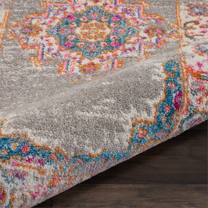 Nourison Passion 8' Runner Gray Fabric Bohemian Area Rug (8' Runner)