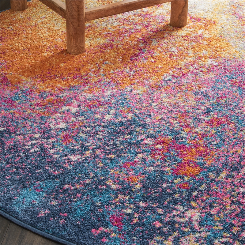 Nourison Passion 4' x Round Multicolor Fabric Modern Area Rug (4' Round)