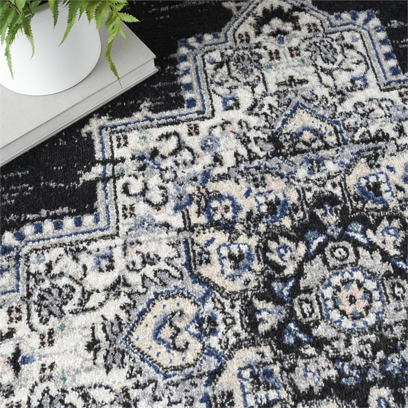 Nourison Passion 5' x 7' Black Ivory Fabric Vintage Area Rug (5' x 7')