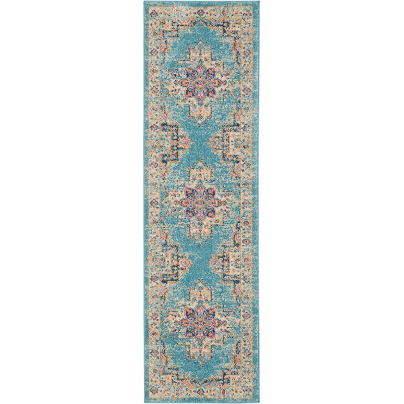 Nourison Passion 8' Runner Ivory Light Blue Fabric Bohemian Area Rug (8' Runner)