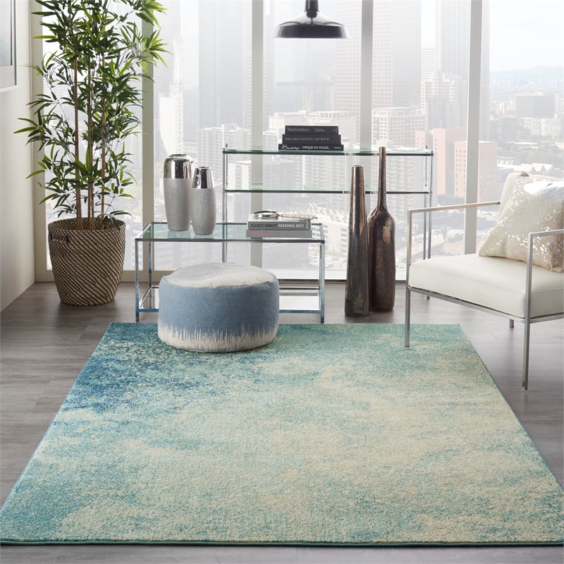 Nourison Passion 4' x 6' Navy Light Blue Fabric Modern Area Rug (4' x 6')