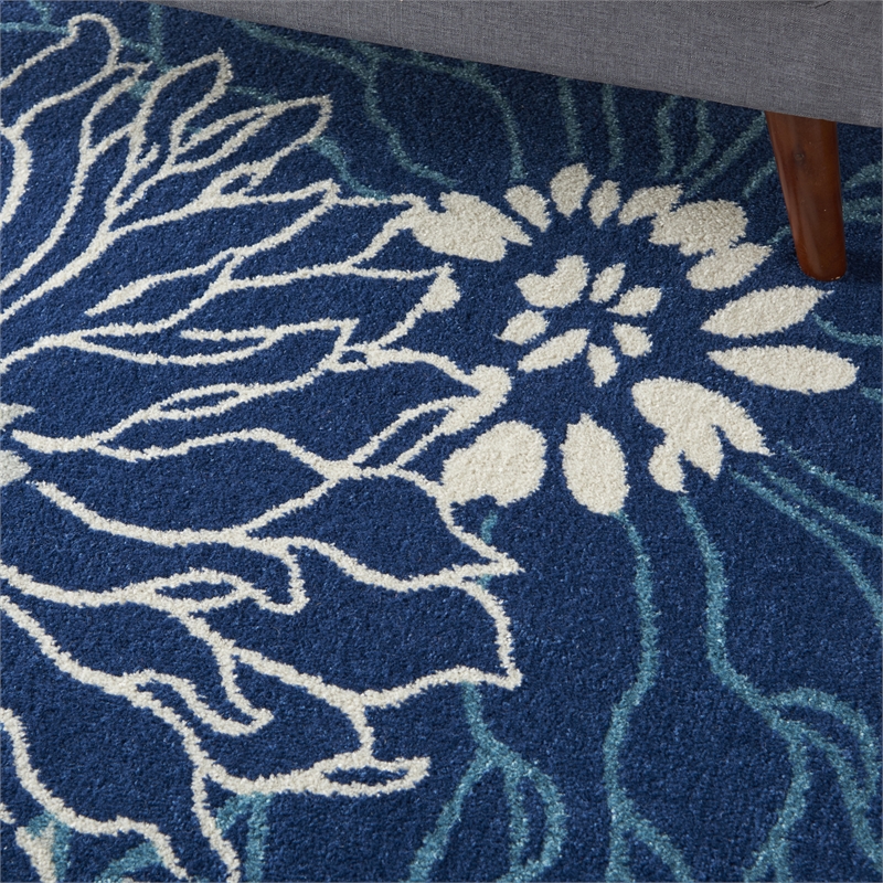 nourison passion 4' x 6' navy ivory fabric contemporary area rug (4' x 6')