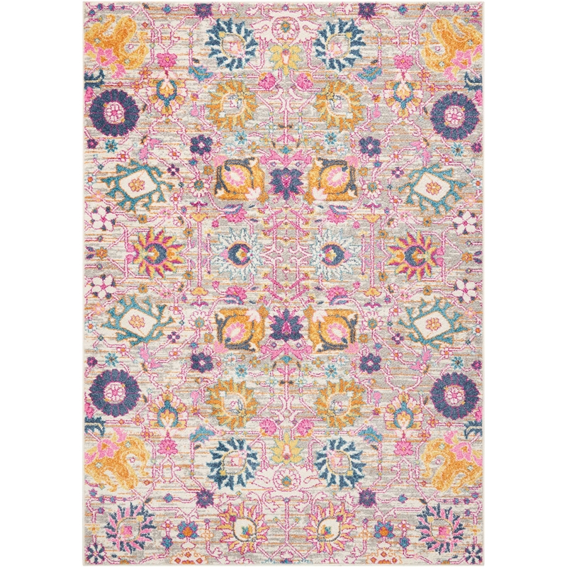 Nourison Passion 4' x 6' Pink and Gray Fabric Bohemian Area Rug (4' x 6')