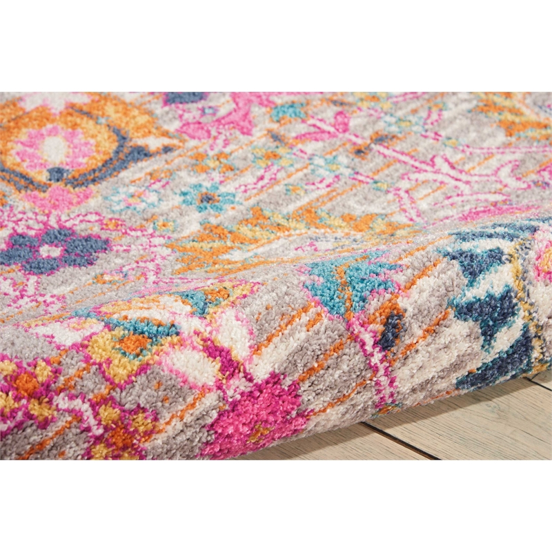 Nourison Passion 4' x 6' Pink and Gray Fabric Bohemian Area Rug (4' x 6')