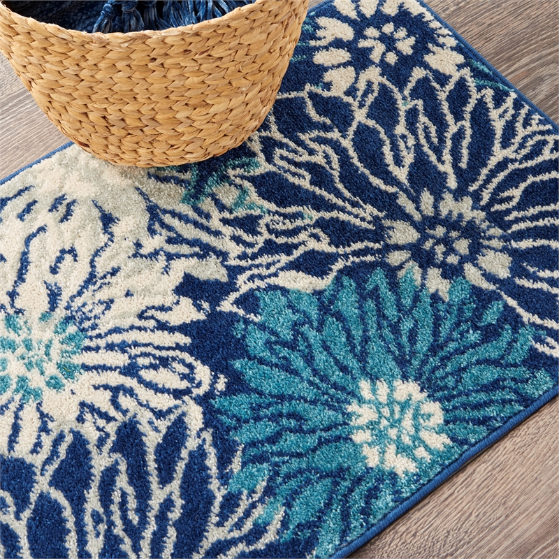 nourison passion 2' x 3' navy ivory fabric contemporary area rug (2' x 3')