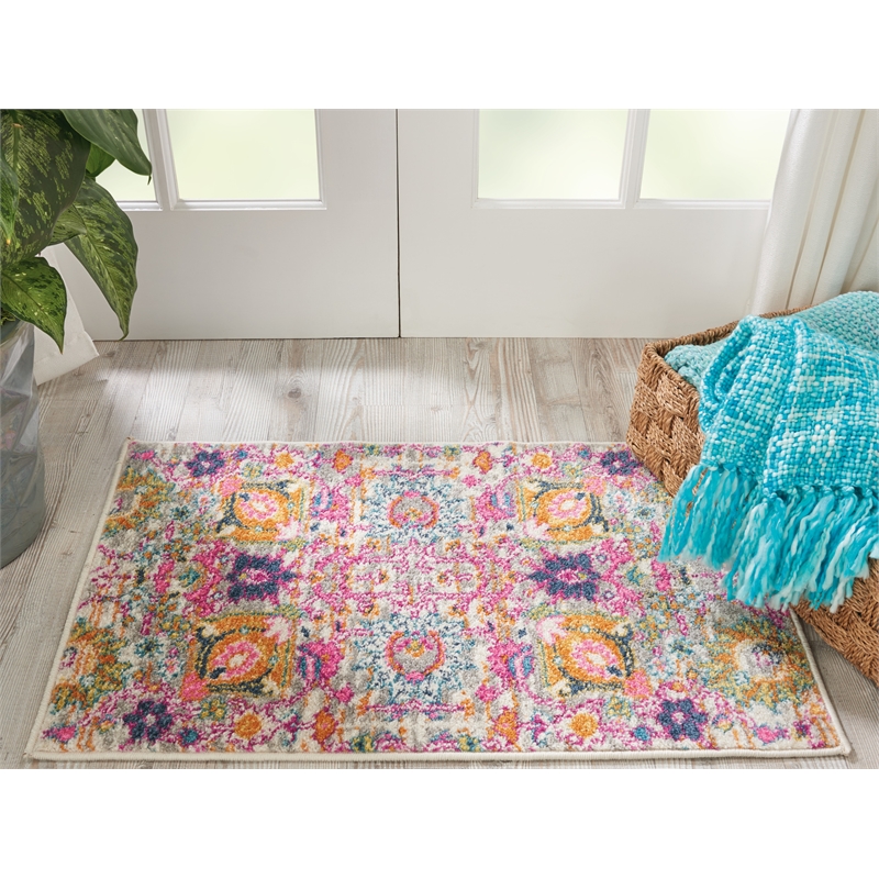 Nourison Passion 2' x 3' Pink and Gray Fabric Bohemian Area Rug (2' x 3')