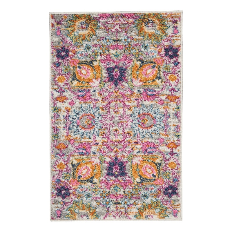 Nourison Passion 2' x 3' Pink and Gray Fabric Bohemian Area Rug (2' x 3')
