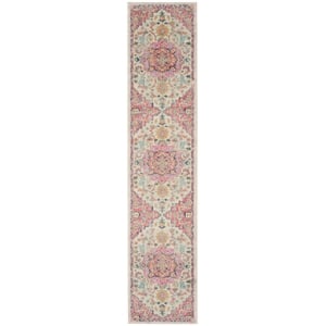 Nourison Passion 10' Runner Ivory Pink Fabric Bohemian Area Rug (10' Runner)