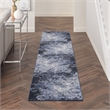 Nourison Passion 10' Runner Light Blue Black Fabric Modern Area Rug (10' Runner)