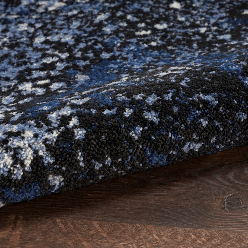 Nourison Passion 10' Runner Light Blue Black Fabric Modern Area Rug (10' Runner)