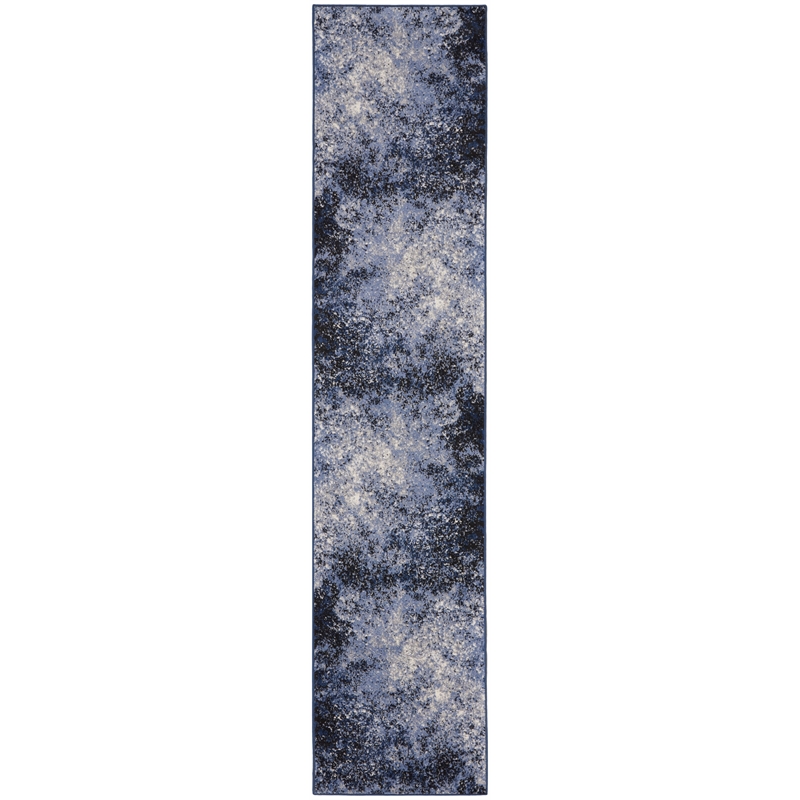 Nourison Passion 10' Runner Light Blue Black Fabric Modern Area Rug (10' Runner)