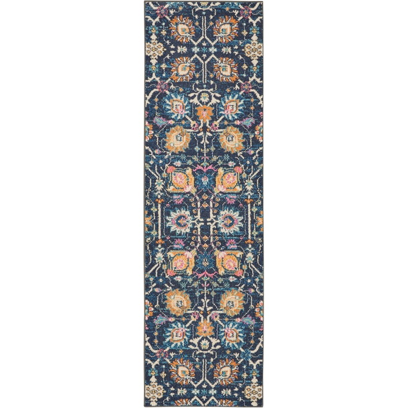 Nourison Passion 8' Runner Navy and Blue Fabric Bohemian Area Rug (8' Runner)