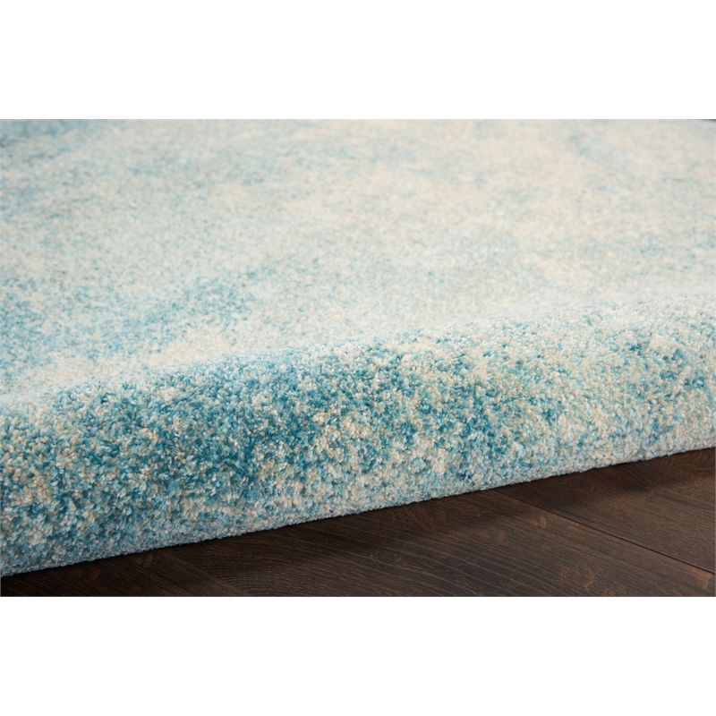 Nourison Passion 8' Runner Navy Light Blue Fabric Modern Area Rug (8' Runner)