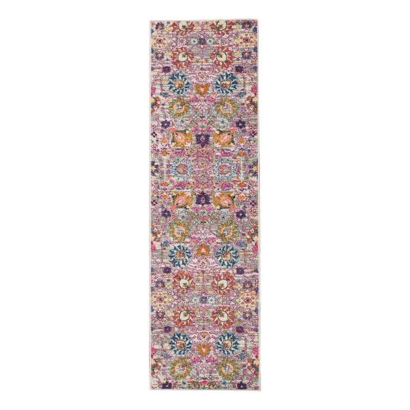 Nourison Passion 8' Runner Pink and Gray Fabric Bohemian Area Rug (8' Runner)