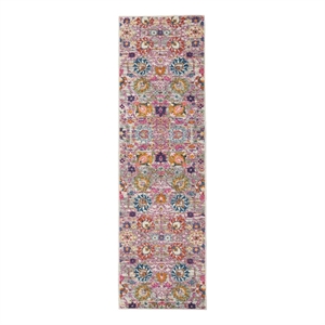 Nourison Passion 8' Runner Pink and Gray Fabric Bohemian Area Rug (8' Runner)