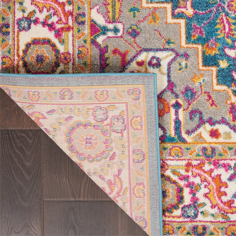 nourison passion 4' x 6' teal multicolor fabric bohemian area rug (4' x 6')